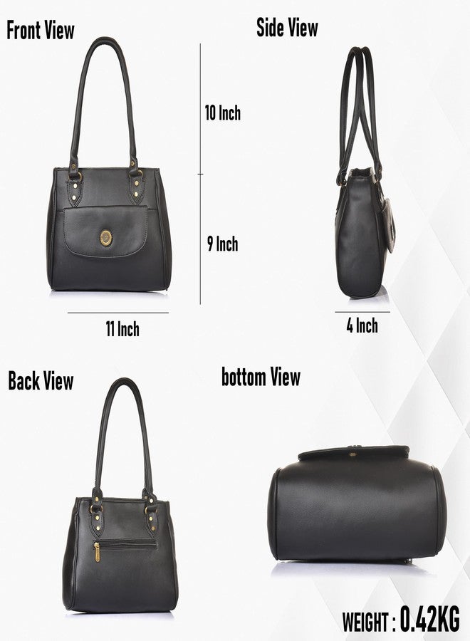 Fostelo Women's Jennie Satchel Tote Handbag for Women | Hobo Bag for Work | Ladies Purse | Stylish Shoulder Bag | Gift For Women | Black - Image 3